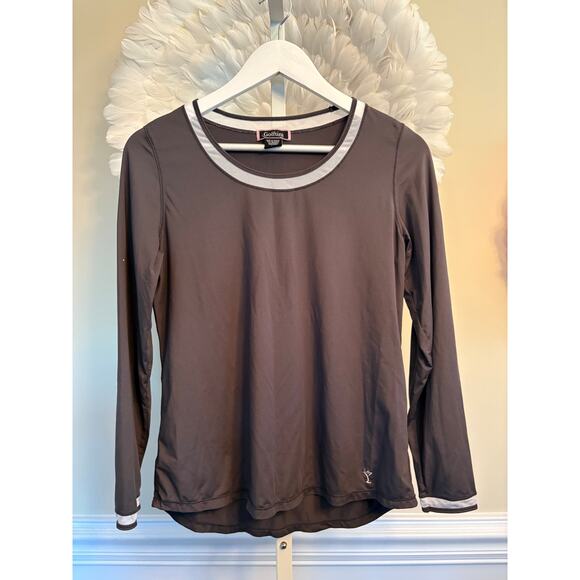 GOLFTINI GREY LONG SLEEVE MESH TRIM SHIRT SIZE M - Picture 1 of 4